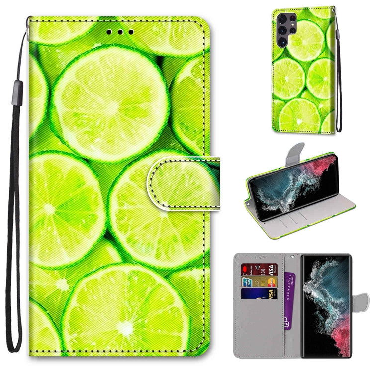 Coloured Drawing Cross Texture Horizontal Flip PU Phone Leather Case with Holder & Card Slots & Wallet & Lanyard(Colorful Layer, For Samsung Galaxy S22 Ultra 5G