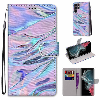 Coloured Drawing Cross Texture Horizontal Flip PU Phone Leather Case with Holder & Card Slots & Wallet & Lanyard(Colorful Layer, For Samsung Galaxy S22 Ultra 5G