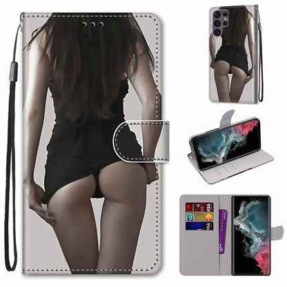 Coloured Drawing Cross Texture Horizontal Flip PU Phone Leather Case with Holder & Card Slots & Wallet & Lanyard(Colorful Layer, For Samsung Galaxy S22 Ultra 5G