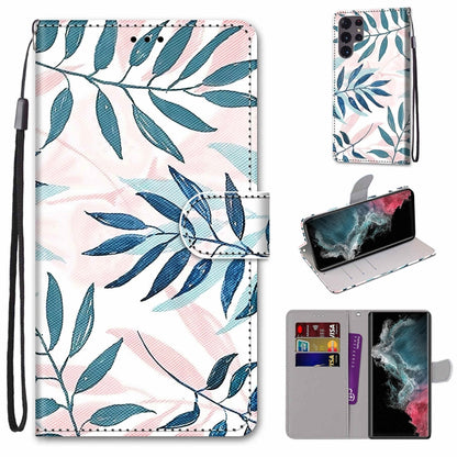 Coloured Drawing Cross Texture Horizontal Flip PU Phone Leather Case with Holder & Card Slots & Wallet & Lanyard(Colorful Layer, For Samsung Galaxy S22 Ultra 5G
