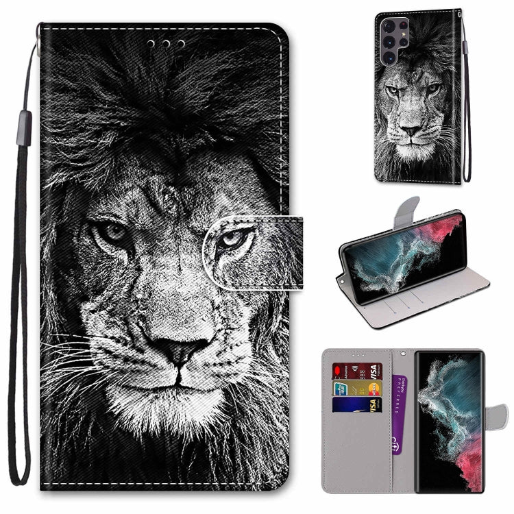 Coloured Drawing Cross Texture Horizontal Flip PU Phone Leather Case with Holder & Card Slots & Wallet & Lanyard(Colorful Layer, For Samsung Galaxy S22 Ultra 5G