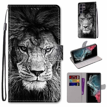 Coloured Drawing Cross Texture Horizontal Flip PU Phone Leather Case with Holder & Card Slots & Wallet & Lanyard(Colorful Layer, For Samsung Galaxy S22 Ultra 5G