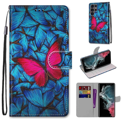 Coloured Drawing Cross Texture Horizontal Flip PU Phone Leather Case with Holder & Card Slots & Wallet & Lanyard(Colorful Layer, For Samsung Galaxy S22 Ultra 5G