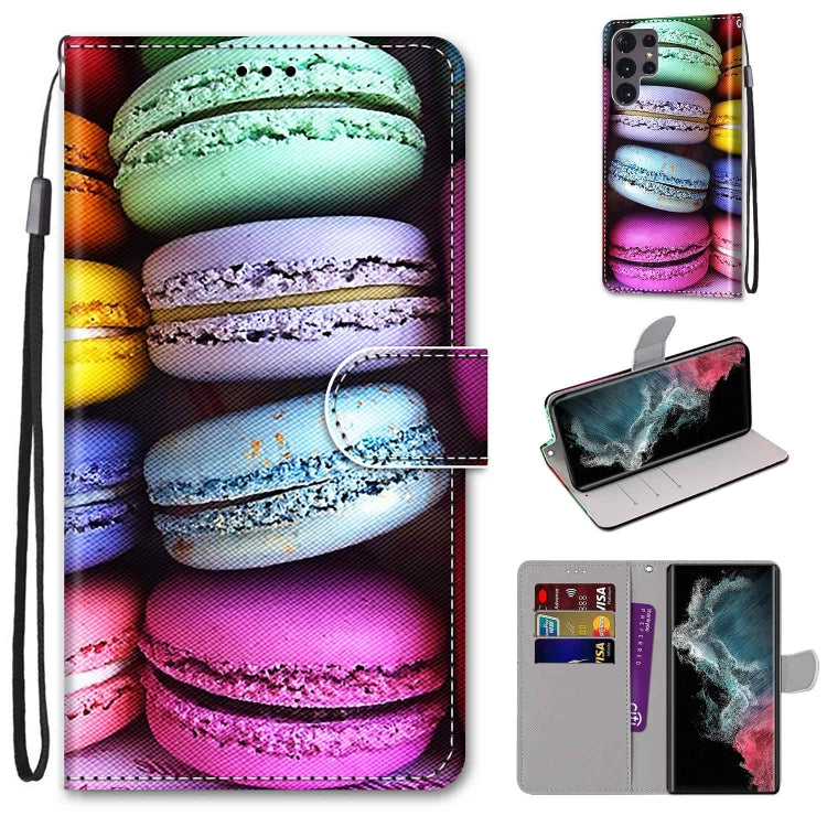 Coloured Drawing Cross Texture Horizontal Flip PU Phone Leather Case with Holder & Card Slots & Wallet & Lanyard(Colorful Layer, For Samsung Galaxy S22 Ultra 5G