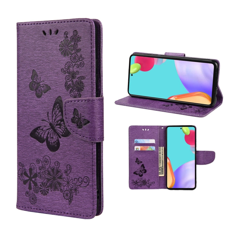 Butterfly Embossed Horizontal Flip Leather Phone Case with Card Slot & Holder, For Samsung Galaxy A33 5G, For Samsung Galaxy A53 5G, For Xiaomi Redmi Note 11 Pro