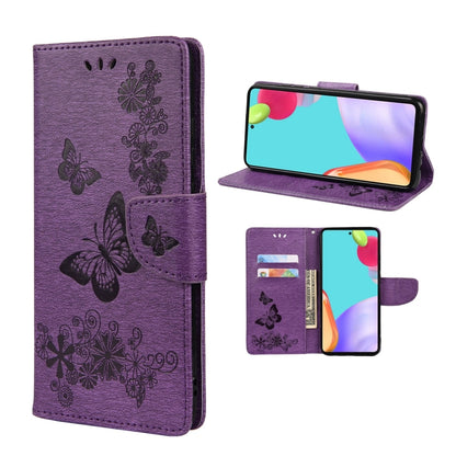 Butterfly Embossed Horizontal Flip Leather Phone Case with Card Slot & Holder, For Samsung Galaxy A33 5G, For Samsung Galaxy A53 5G, For Xiaomi Redmi Note 11 Pro