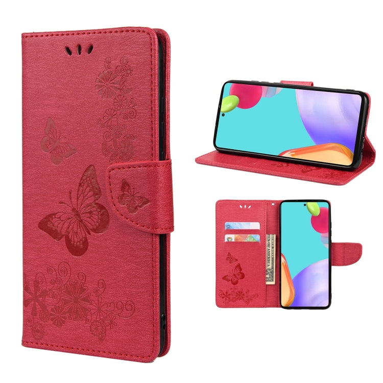 Butterfly Embossed Horizontal Flip Leather Phone Case with Card Slot & Holder, For Samsung Galaxy A33 5G, For Samsung Galaxy A53 5G, For Xiaomi Redmi Note 11 Pro