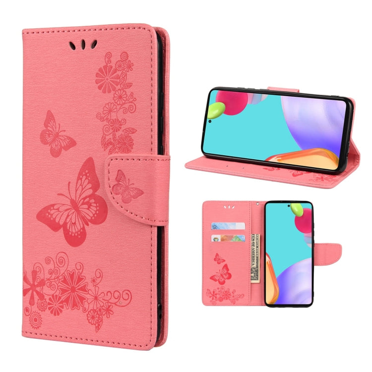 Butterfly Embossed Horizontal Flip Leather Phone Case with Card Slot & Holder, For Samsung Galaxy A33 5G, For Samsung Galaxy A53 5G, For Xiaomi Redmi Note 11 Pro