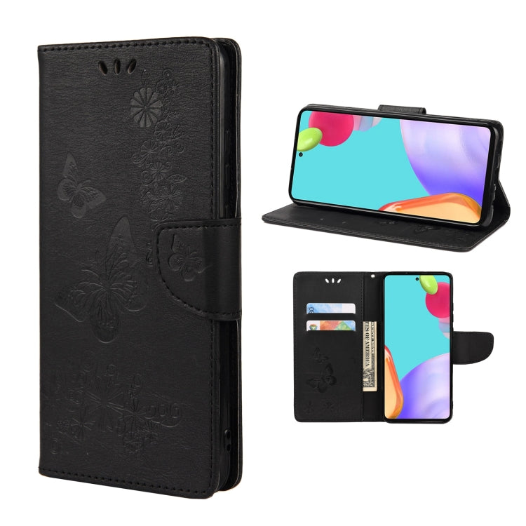 Butterfly Embossed Horizontal Flip Leather Phone Case with Card Slot & Holder, For Samsung Galaxy A33 5G, For Samsung Galaxy A53 5G, For Xiaomi Redmi Note 11 Pro