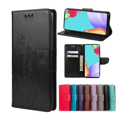 Butterfly Flower Pattern Horizontal Flip Leather Phone Case with Card Slot & Holder, For Samsung Galaxy A33 5G, For Samsung Galaxy A53 5G, For Xiaomi Redmi Note 11 Pro