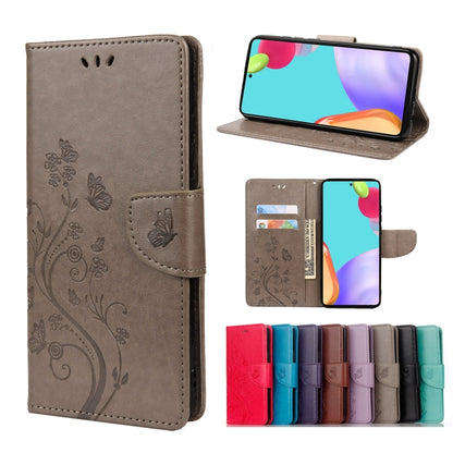 Butterfly Flower Pattern Horizontal Flip Leather Phone Case with Card Slot & Holder, For Samsung Galaxy A33 5G, For Samsung Galaxy A53 5G, For Xiaomi Redmi Note 11 Pro