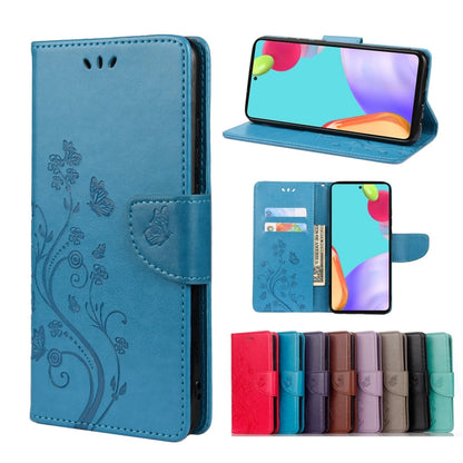 Butterfly Flower Pattern Horizontal Flip Leather Phone Case with Card Slot & Holder, For Samsung Galaxy A33 5G, For Samsung Galaxy A53 5G, For Xiaomi Redmi Note 11 Pro