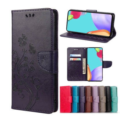 Butterfly Flower Pattern Horizontal Flip Leather Phone Case with Card Slot & Holder, For Samsung Galaxy A33 5G, For Samsung Galaxy A53 5G, For Xiaomi Redmi Note 11 Pro