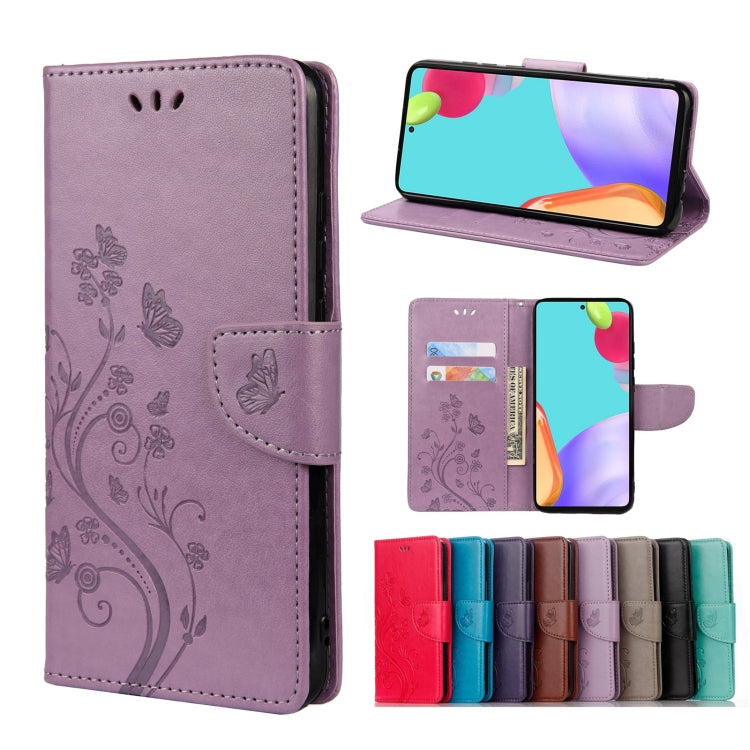 Butterfly Flower Pattern Horizontal Flip Leather Phone Case with Card Slot & Holder, For Samsung Galaxy A33 5G, For Samsung Galaxy A53 5G, For Xiaomi Redmi Note 11 Pro