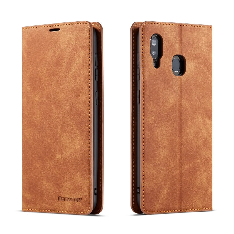 Forwenw Dream Series Oil Edge Strong Magnetism Horizontal Flip Leather Case with Holder & Card Slots & Wallet & Photo Frame, For Huawei P30, For Huawei P30 Lite, For Huawei P30 Pro, For Galaxy A10 / M10, For Galaxy A20, For Galaxy A30