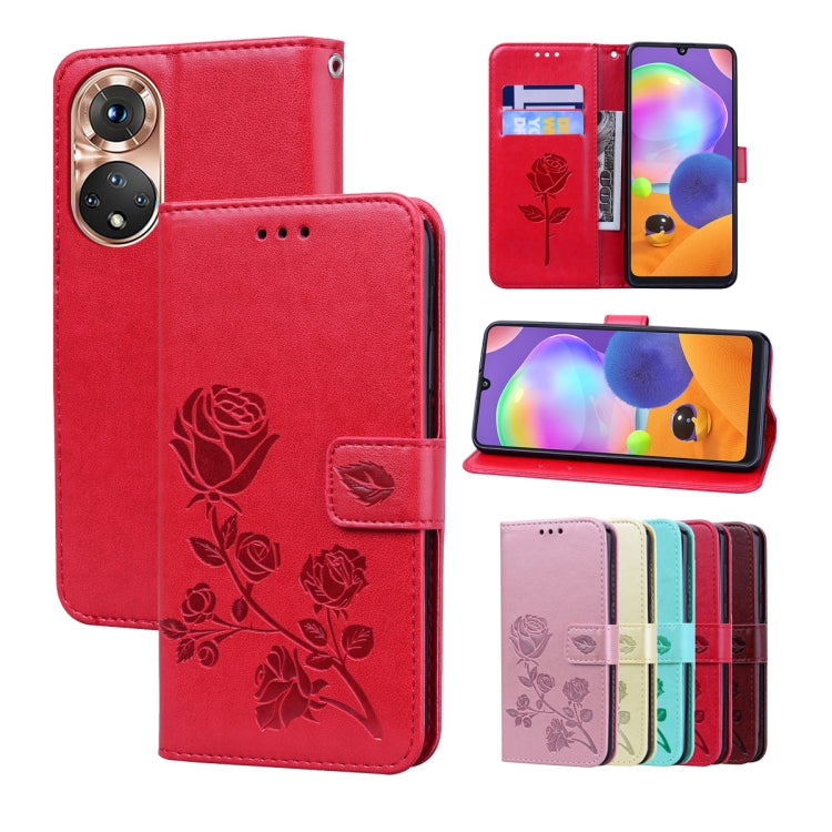 Rose Embossed Leather Phone Case, For Honor 50 Lite, For Honor 50, For Xiaomi 11T, For Xiaomi Redmi Note 11T 5G / Poco M4 Pro 5G