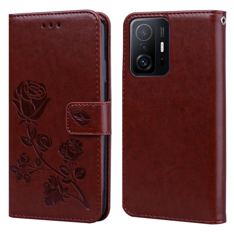 Rose Embossed Leather Phone Case, For Honor 50 Lite, For Honor 50, For Xiaomi 11T, For Xiaomi Redmi Note 11T 5G / Poco M4 Pro 5G