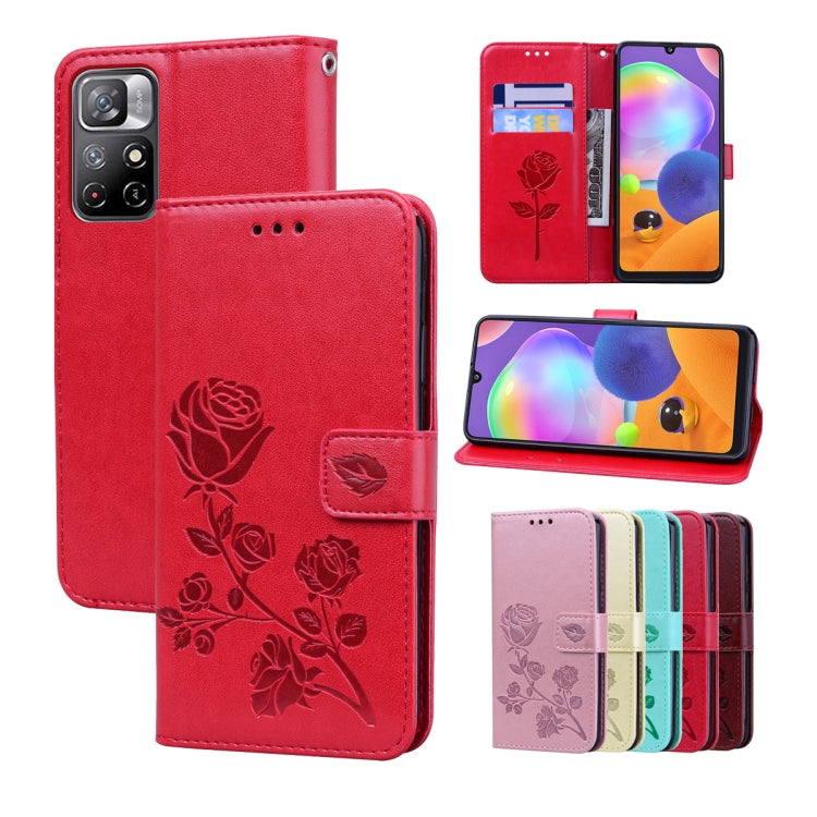 Rose Embossed Leather Phone Case, For Honor 50 Lite, For Honor 50, For Xiaomi 11T, For Xiaomi Redmi Note 11T 5G / Poco M4 Pro 5G