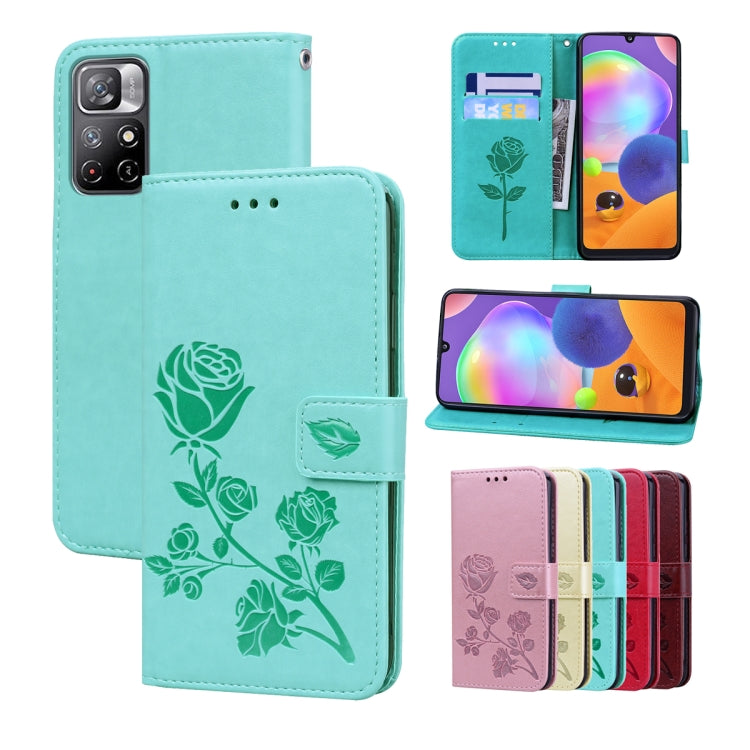 Rose Embossed Leather Phone Case, For Honor 50 Lite, For Honor 50, For Xiaomi 11T, For Xiaomi Redmi Note 11T 5G / Poco M4 Pro 5G