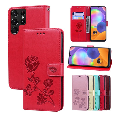 Rose Embossed Leather Phone Case, For Samsung Galaxy M52 5G, For Samsung Galaxy S22 5G, For Samsung Galaxy S22+ 5G, For Samsung Galaxy S22 Ultra 5G