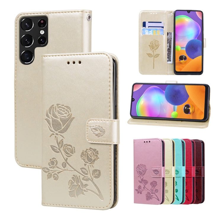 Rose Embossed Leather Phone Case, For Samsung Galaxy M52 5G, For Samsung Galaxy S22 5G, For Samsung Galaxy S22+ 5G, For Samsung Galaxy S22 Ultra 5G