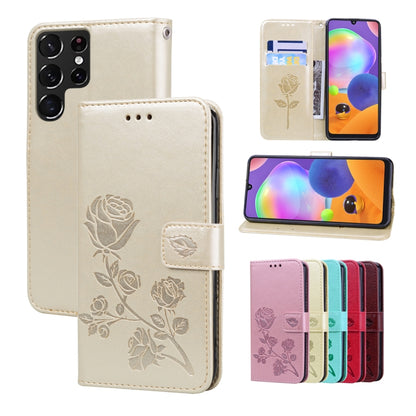 Rose Embossed Leather Phone Case, For Samsung Galaxy M52 5G, For Samsung Galaxy S22 5G, For Samsung Galaxy S22+ 5G, For Samsung Galaxy S22 Ultra 5G