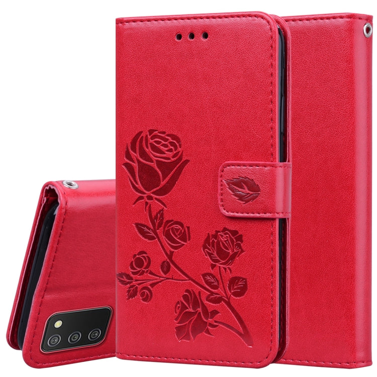 Rose Embossed Leather Phone Case, For Samsung Galaxy A02s