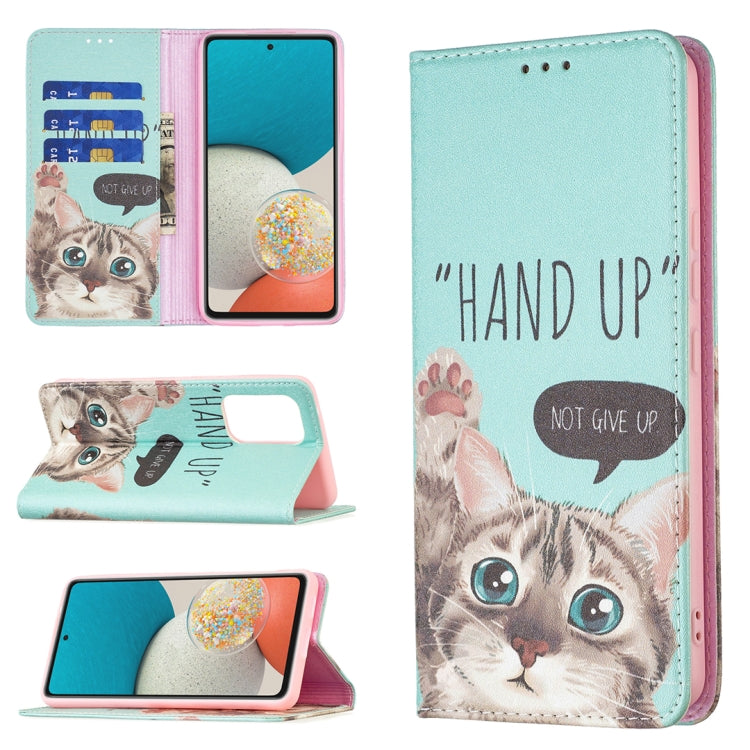 Colored Drawing Pattern Invisible Magnetic PU Leather Phone Case, For Samsung Galaxy A53 5G