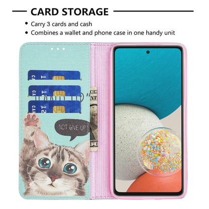 Colored Drawing Pattern Invisible Magnetic PU Leather Phone Case, For Samsung Galaxy A53 5G