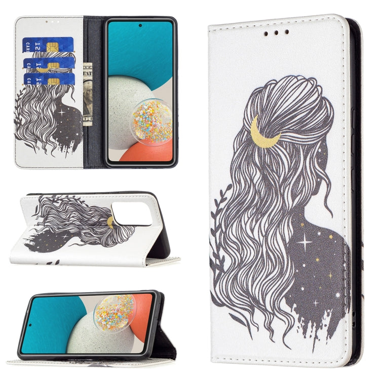 Colored Drawing Pattern Invisible Magnetic PU Leather Phone Case, For Samsung Galaxy A53 5G