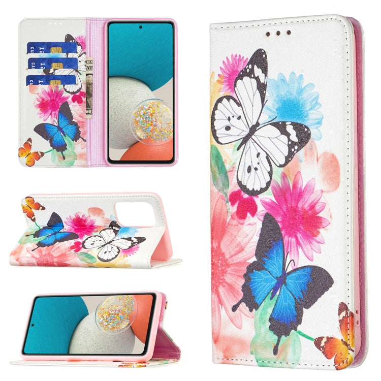 Colored Drawing Pattern Invisible Magnetic PU Leather Phone Case, For Samsung Galaxy A53 5G