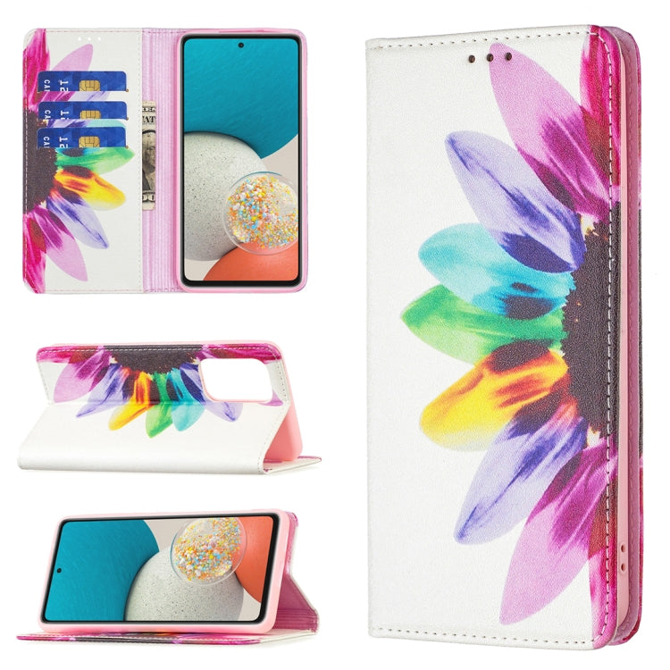 Colored Drawing Pattern Invisible Magnetic PU Leather Phone Case, For Samsung Galaxy A53 5G