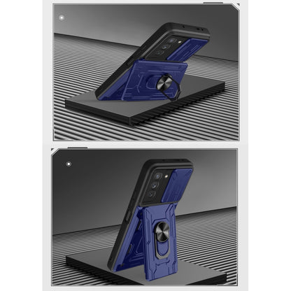 Camera Cover Phone Case with Card Slot & Holder, For Samsung Galaxy S21 FE 5G
