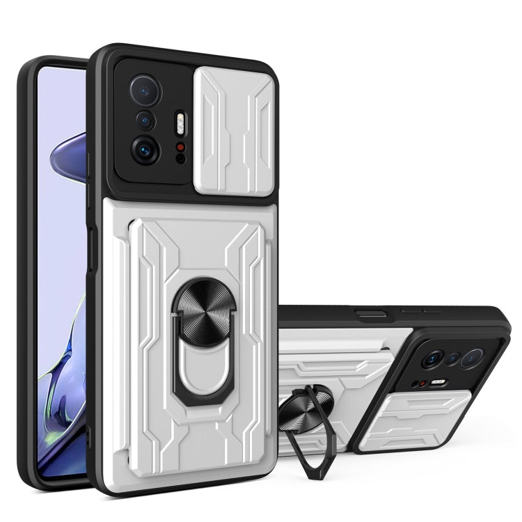 Camera Cover Phone Case with Card Slot & Holder, For Xiaomi 11T, For Xiaomi Redmi Note 10 Pro, For Xiaomi Redmi 10