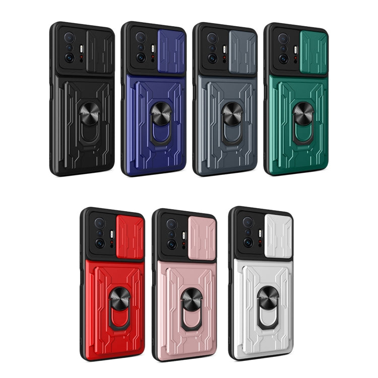 Camera Cover Phone Case with Card Slot & Holder, For Xiaomi 11T, For Xiaomi Redmi Note 10 Pro, For Xiaomi Redmi 10