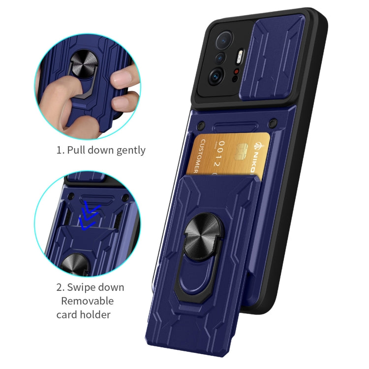 Camera Cover Phone Case with Card Slot & Holder, For Xiaomi 11T, For Xiaomi Redmi Note 10 Pro, For Xiaomi Redmi 10
