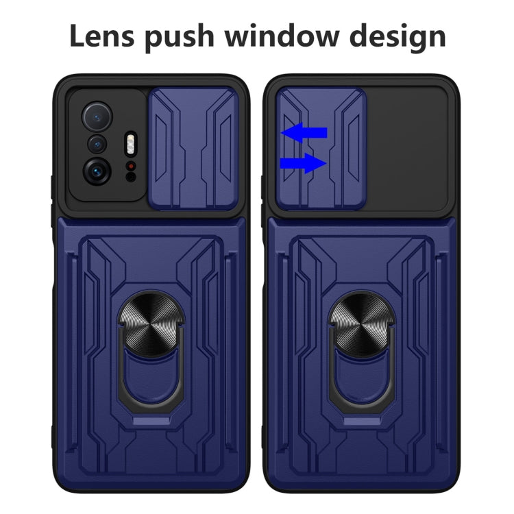 Camera Cover Phone Case with Card Slot & Holder, For Xiaomi 11T, For Xiaomi Redmi Note 10 Pro, For Xiaomi Redmi 10