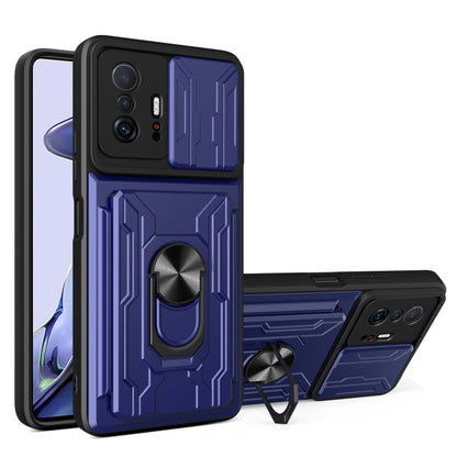 Camera Cover Phone Case with Card Slot & Holder, For Xiaomi 11T, For Xiaomi Redmi Note 10 Pro, For Xiaomi Redmi 10