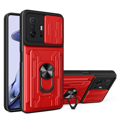 Camera Cover Phone Case with Card Slot & Holder, For Xiaomi 11T, For Xiaomi Redmi Note 10 Pro, For Xiaomi Redmi 10