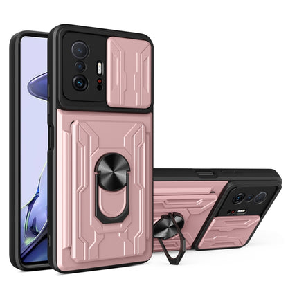 Camera Cover Phone Case with Card Slot & Holder, For Xiaomi 11T, For Xiaomi Redmi Note 10 Pro, For Xiaomi Redmi 10