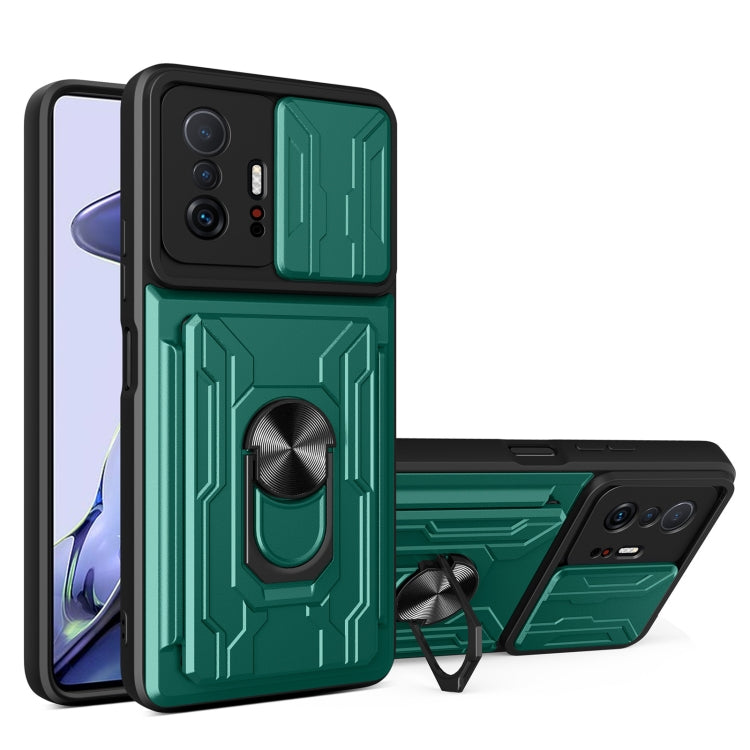 Camera Cover Phone Case with Card Slot & Holder, For Xiaomi 11T, For Xiaomi Redmi Note 10 Pro, For Xiaomi Redmi 10