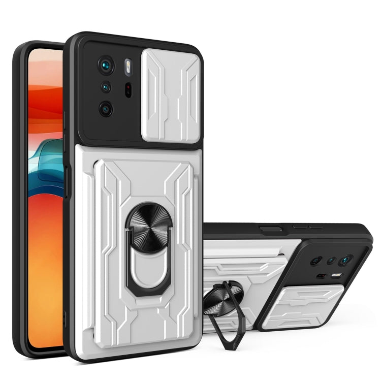 Camera Cover Phone Case with Card Slot & Holder, For Xiaomi 11T, For Xiaomi Redmi Note 10 Pro, For Xiaomi Redmi 10
