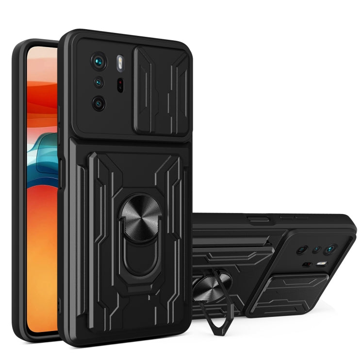 Camera Cover Phone Case with Card Slot & Holder, For Xiaomi 11T, For Xiaomi Redmi Note 10 Pro, For Xiaomi Redmi 10