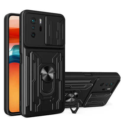 Camera Cover Phone Case with Card Slot & Holder, For Xiaomi 11T, For Xiaomi Redmi Note 10 Pro, For Xiaomi Redmi 10