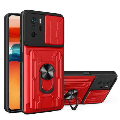 Camera Cover Phone Case with Card Slot & Holder, For Xiaomi 11T, For Xiaomi Redmi Note 10 Pro, For Xiaomi Redmi 10