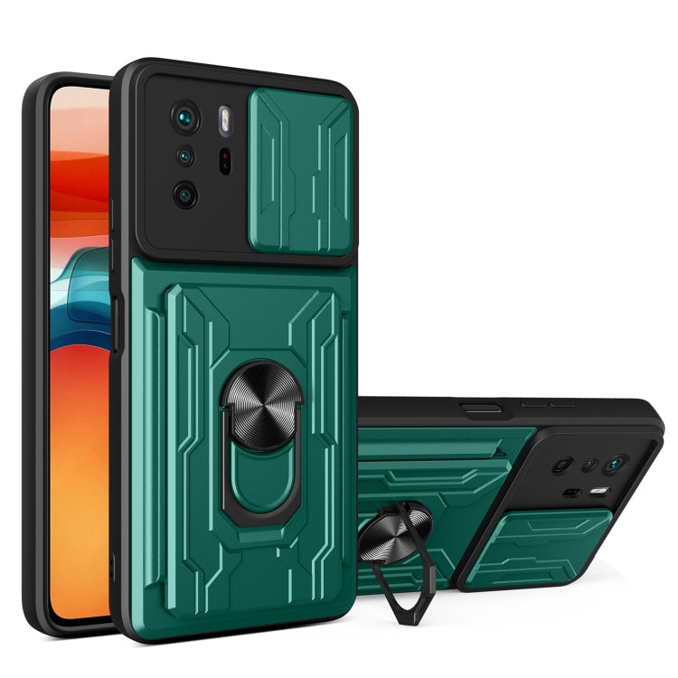 Camera Cover Phone Case with Card Slot & Holder, For Xiaomi 11T, For Xiaomi Redmi Note 10 Pro, For Xiaomi Redmi 10