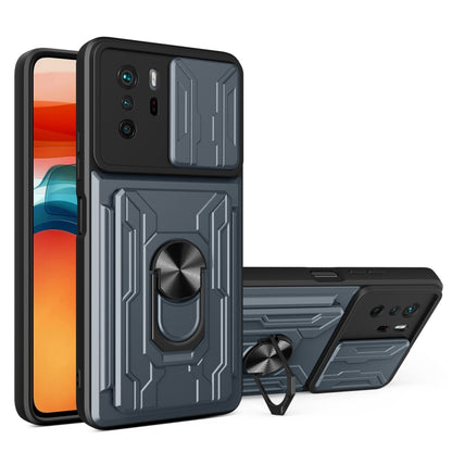 Camera Cover Phone Case with Card Slot & Holder, For Xiaomi 11T, For Xiaomi Redmi Note 10 Pro, For Xiaomi Redmi 10