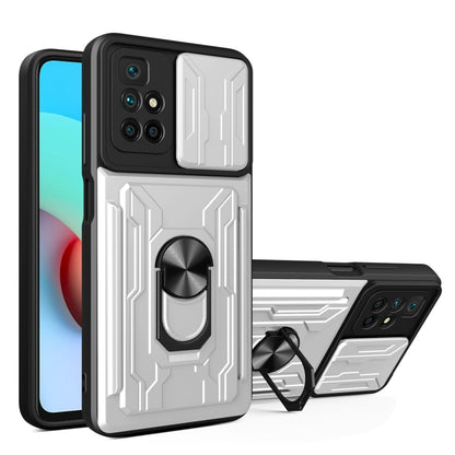 Camera Cover Phone Case with Card Slot & Holder, For Xiaomi 11T, For Xiaomi Redmi Note 10 Pro, For Xiaomi Redmi 10