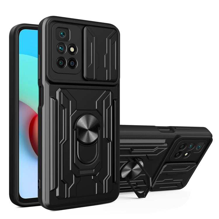Camera Cover Phone Case with Card Slot & Holder, For Xiaomi 11T, For Xiaomi Redmi Note 10 Pro, For Xiaomi Redmi 10