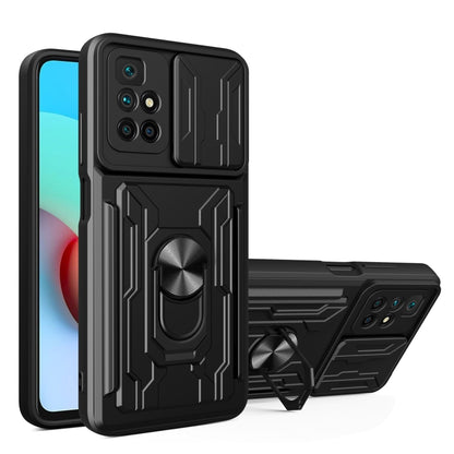 Camera Cover Phone Case with Card Slot & Holder, For Xiaomi 11T, For Xiaomi Redmi Note 10 Pro, For Xiaomi Redmi 10
